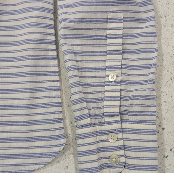 Vineyard Vines Woman Blue White Striped Long Sleeve Top Blouse Embroidery M - Picture 6 of 11